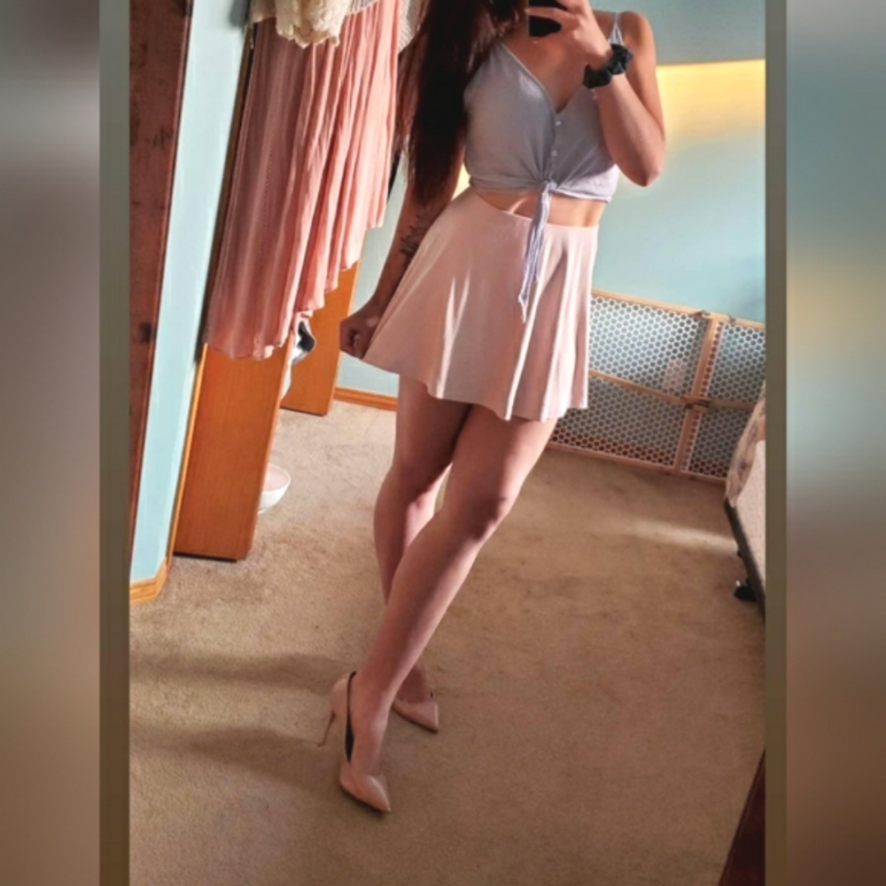 Baby Pink 90s Skater Mini Skirt